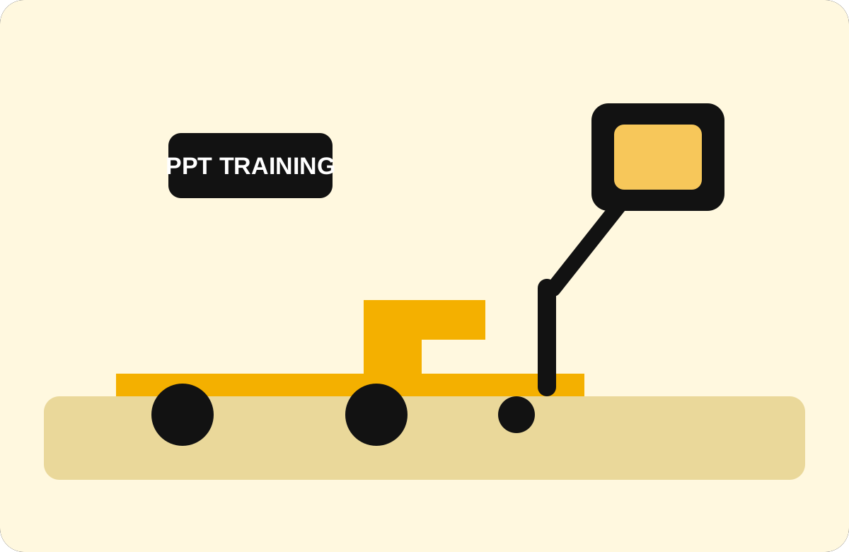 Illustration of powered pallet truck training equipment and load handling